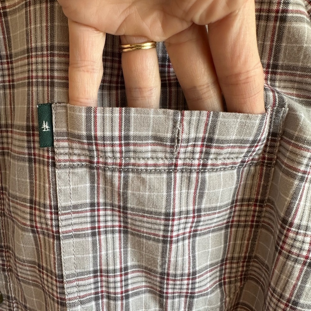 Men’s XL G H Bass For Hard Service Plaid Button Down Short Sleeve Shirt Red Grey - Picture 7 of 9